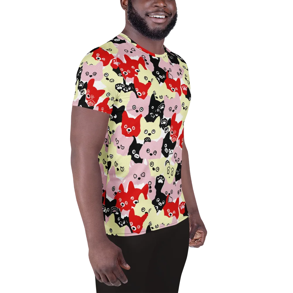 Neon Kitten Club on Men's Athletic T-Shirt — Right