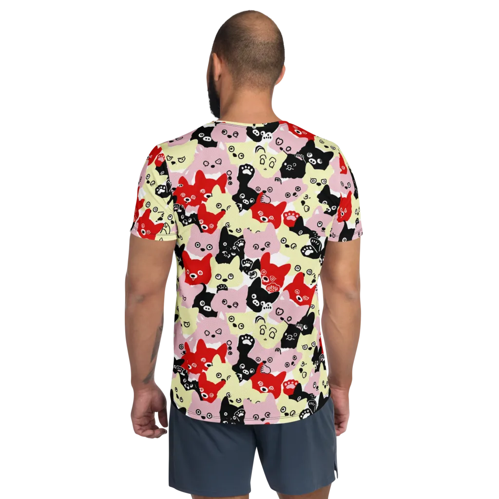 Neon Kitten Club on Men's Athletic T-Shirt — Back