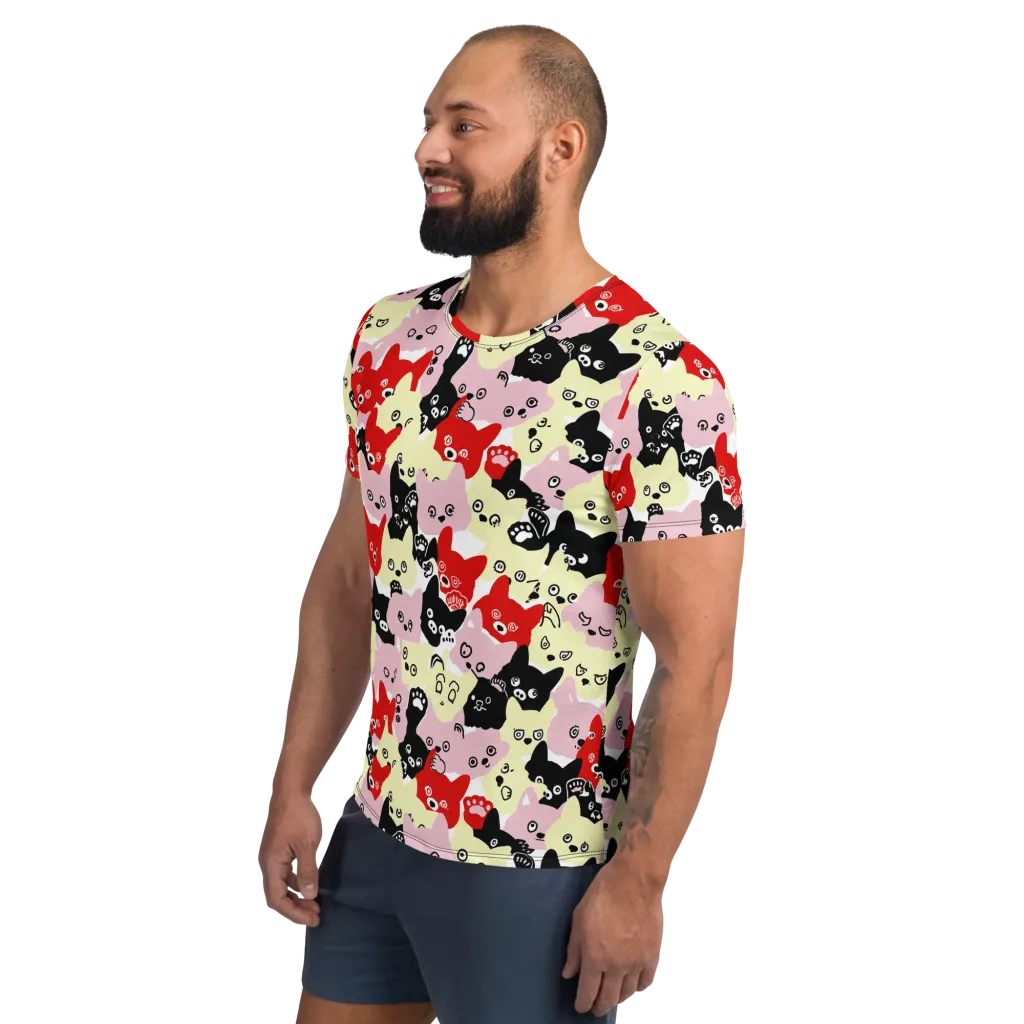 Neon Kitten Club on Men's Athletic T-Shirt — Left