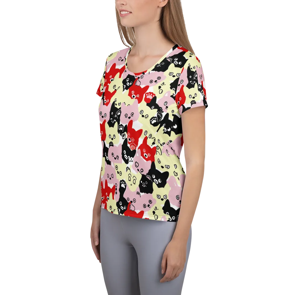 Neon Kitten Club on Women's Athletic T-Shirt — Left