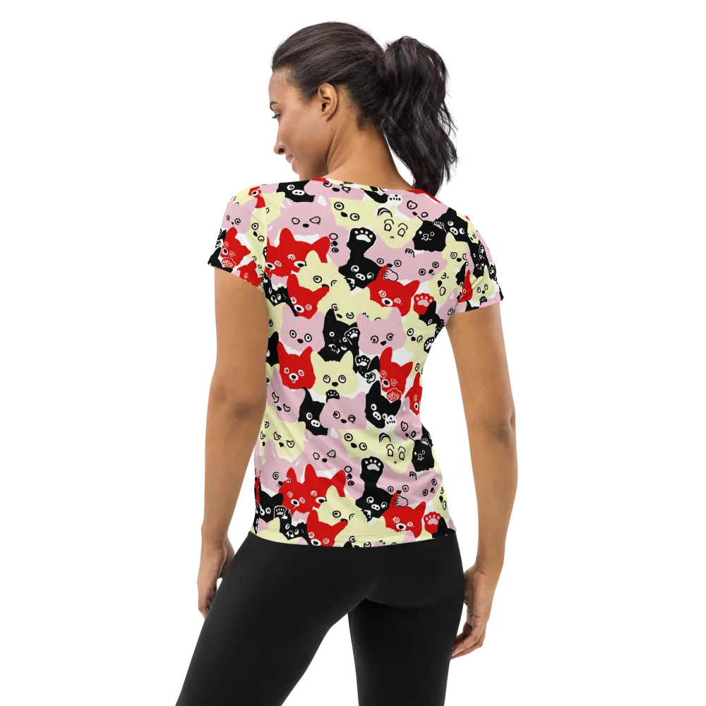 Neon Kitten Club on Women's Athletic T-Shirt — Back