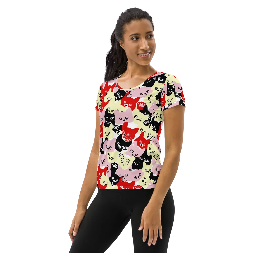 Neon Kitten Club on Women's Athletic T-Shirt — Left