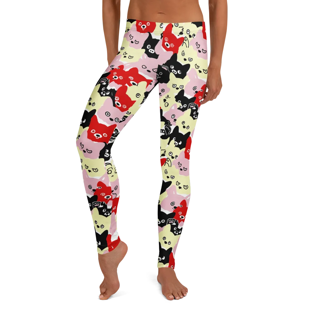 Neon Kitten Club on Leggings — Front