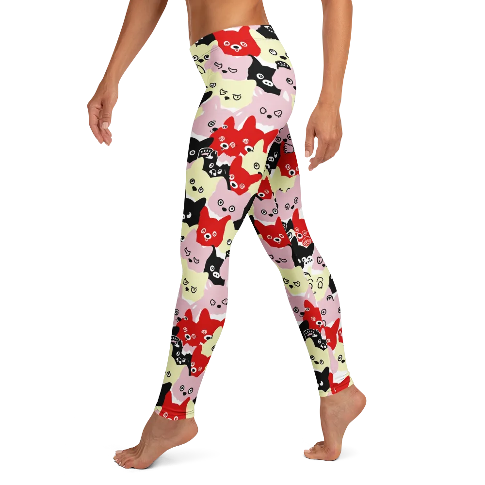 Neon Kitten Club on Leggings — Left