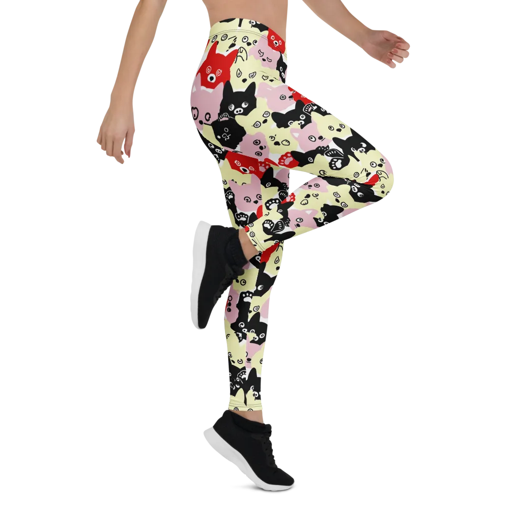 Neon Kitten Club on Leggings — Right