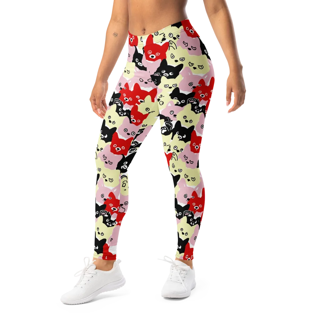 Neon Kitten Club on Leggings — Left Front