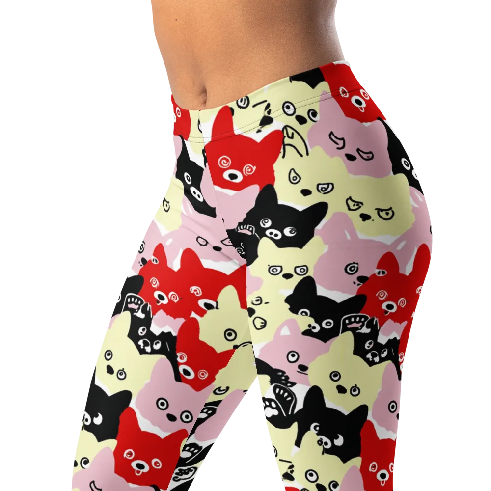 Neon Kitten Club on Leggings — Left Front