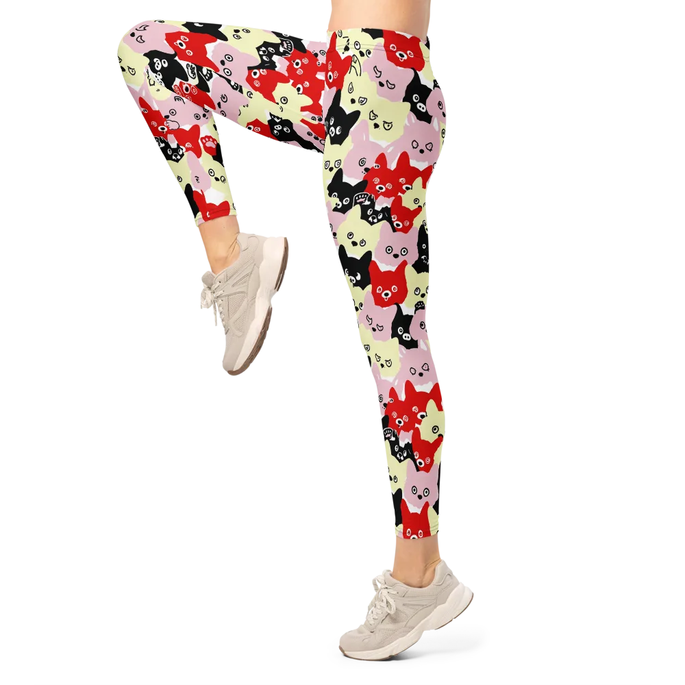 Neon Kitten Club on Leggings — Left