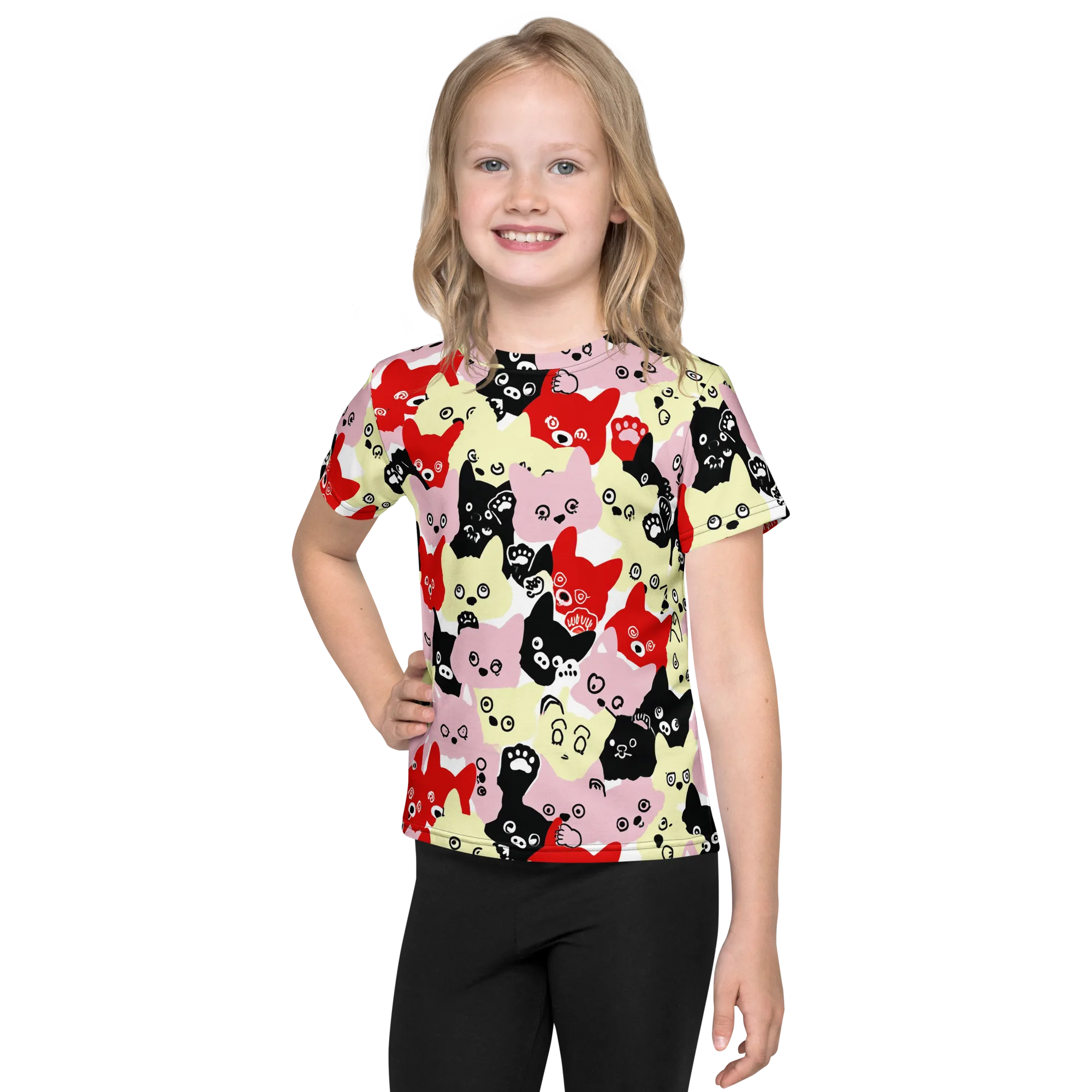 Neon Kitten Club on Kids Crew Neck T-Shirt — Front