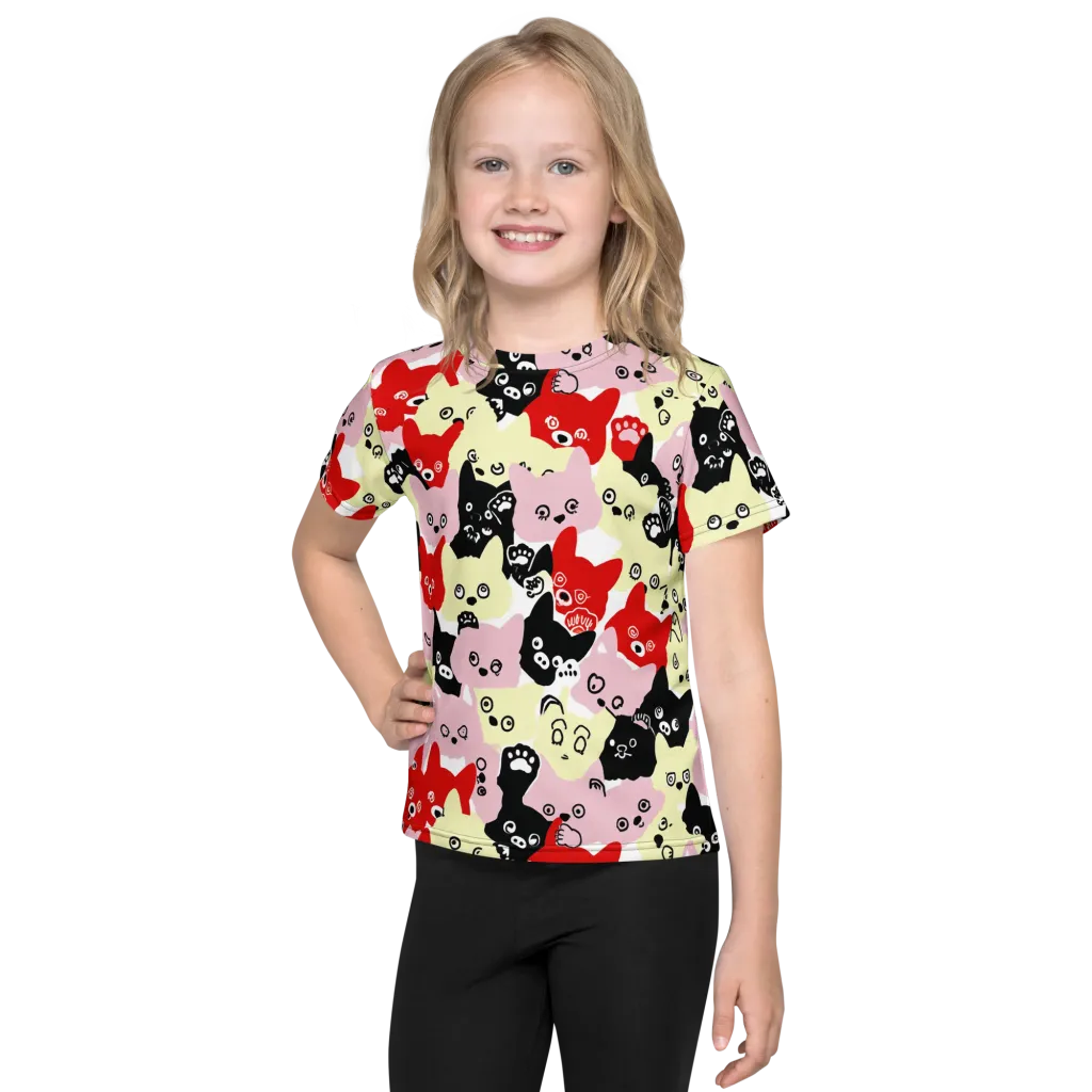 Neon Kitten Club on Kids Crew Neck T-Shirt — Front