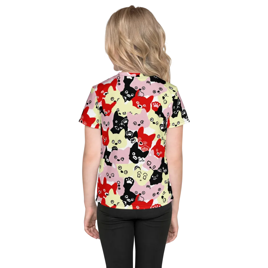 Neon Kitten Club on Kids Crew Neck T-Shirt — Back