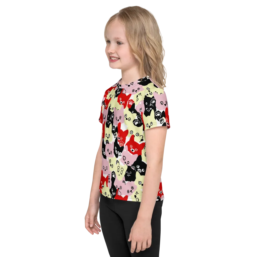 Neon Kitten Club on Kids Crew Neck T-Shirt — Left