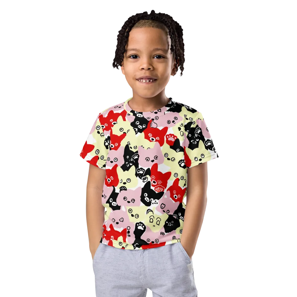 Neon Kitten Club on Kids Crew Neck T-Shirt — Front