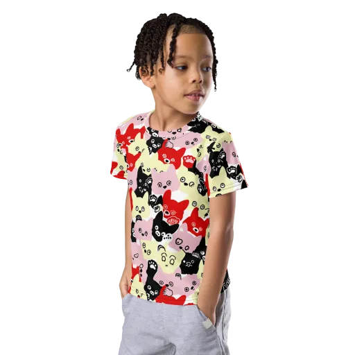 Neon Kitten Club on a Kids Crew Neck T-Shirt