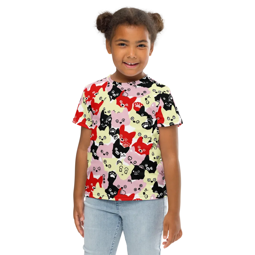 Neon Kitten Club on Kids Crew Neck T-Shirt — Front
