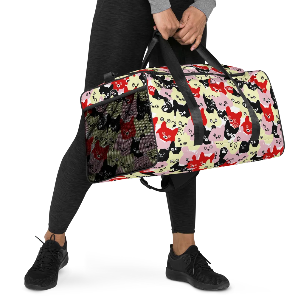 Neon Kitten Club on Duffle Bag — Right Front
