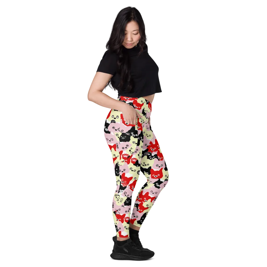 Neon Kitten Club on Leggings with Pockets — Right