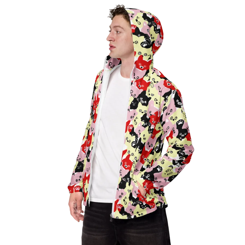 Neon Kitten Club on Men's Windbreaker — Left Front
