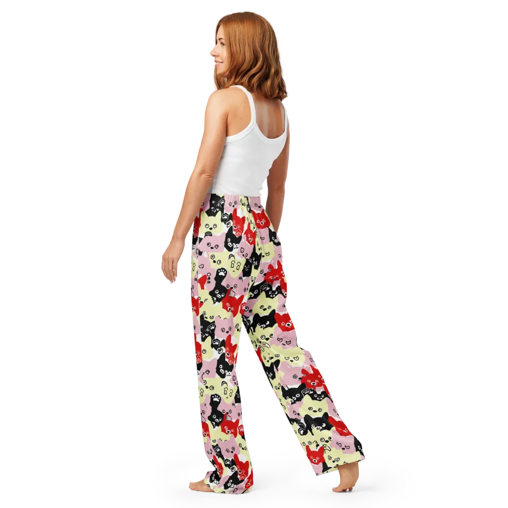 Neon Kitten Club on Women's Pajama Pants — Back