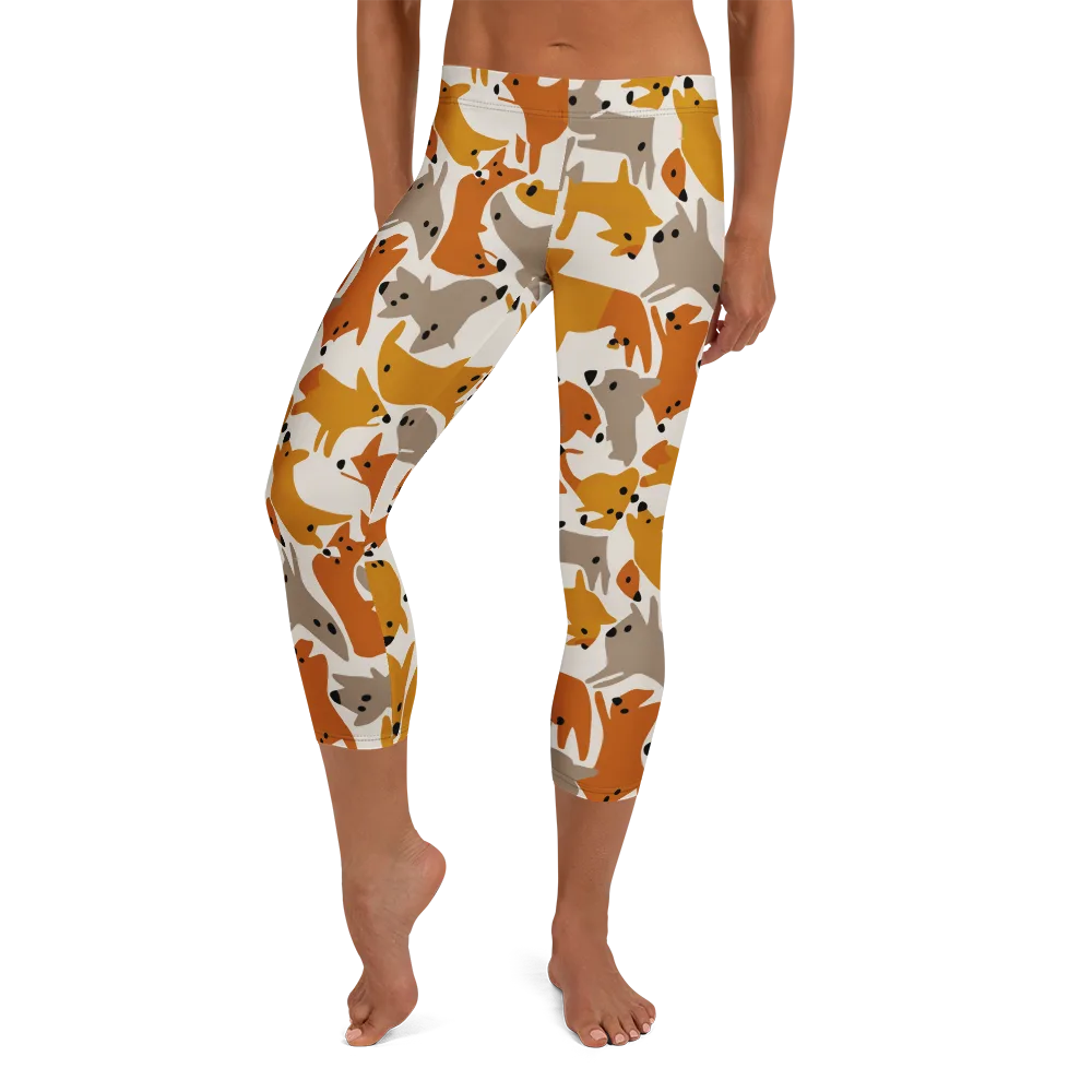 Autumn Fox Club on Capri Leggings — Front