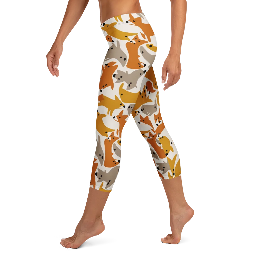 Autumn Fox Club on Capri Leggings — Left