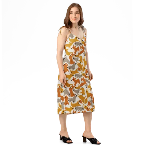 Autumn Fox Club on a Slip Dress