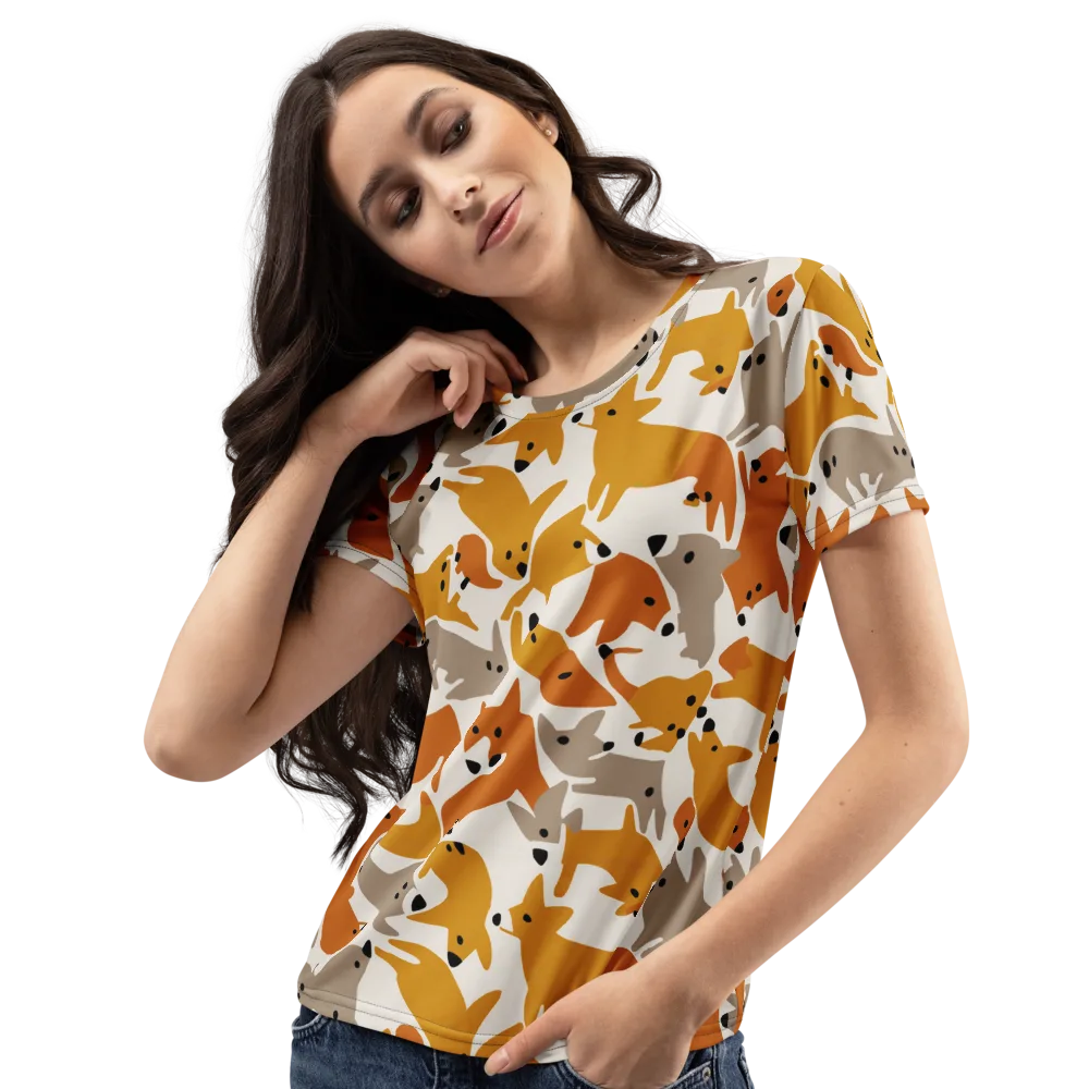 Autumn Fox Club on Women's Crew Neck T-Shirt — Left Front