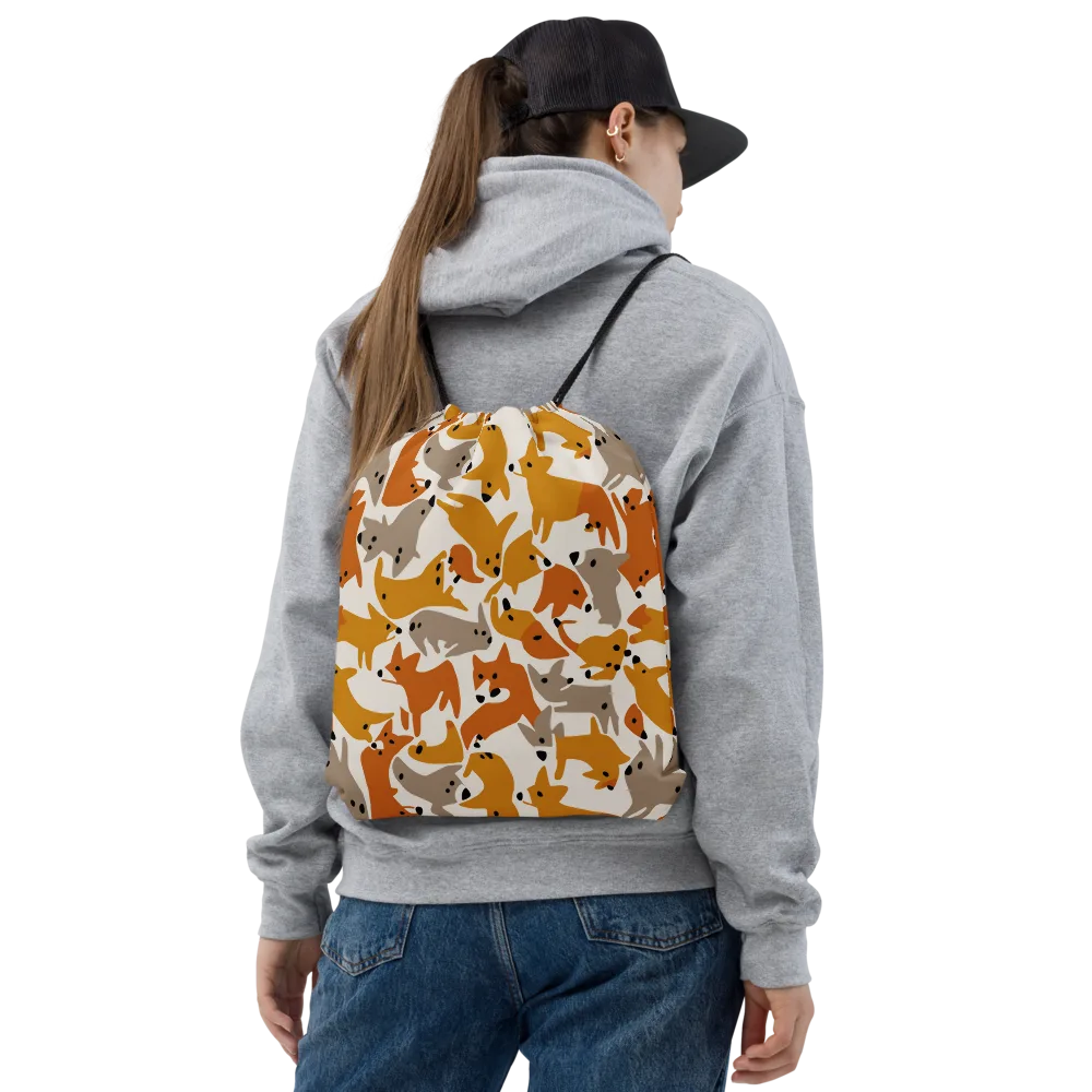 Autumn Fox Club on Drawstring Bag — Front