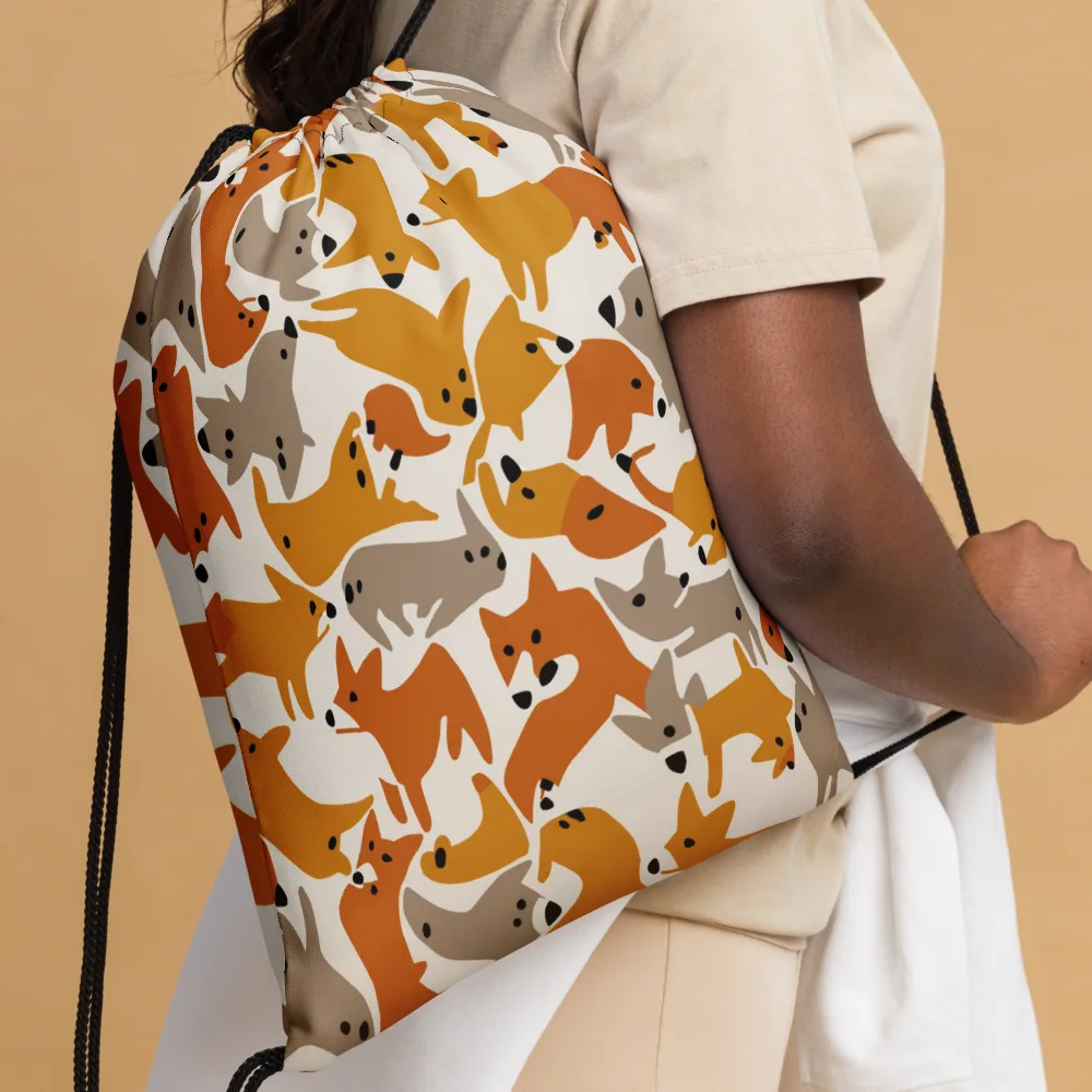 Autumn Fox Club on Drawstring Bag — Front