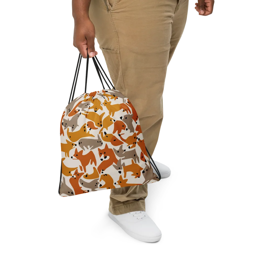 Autumn Fox Club on Drawstring Bag — Front