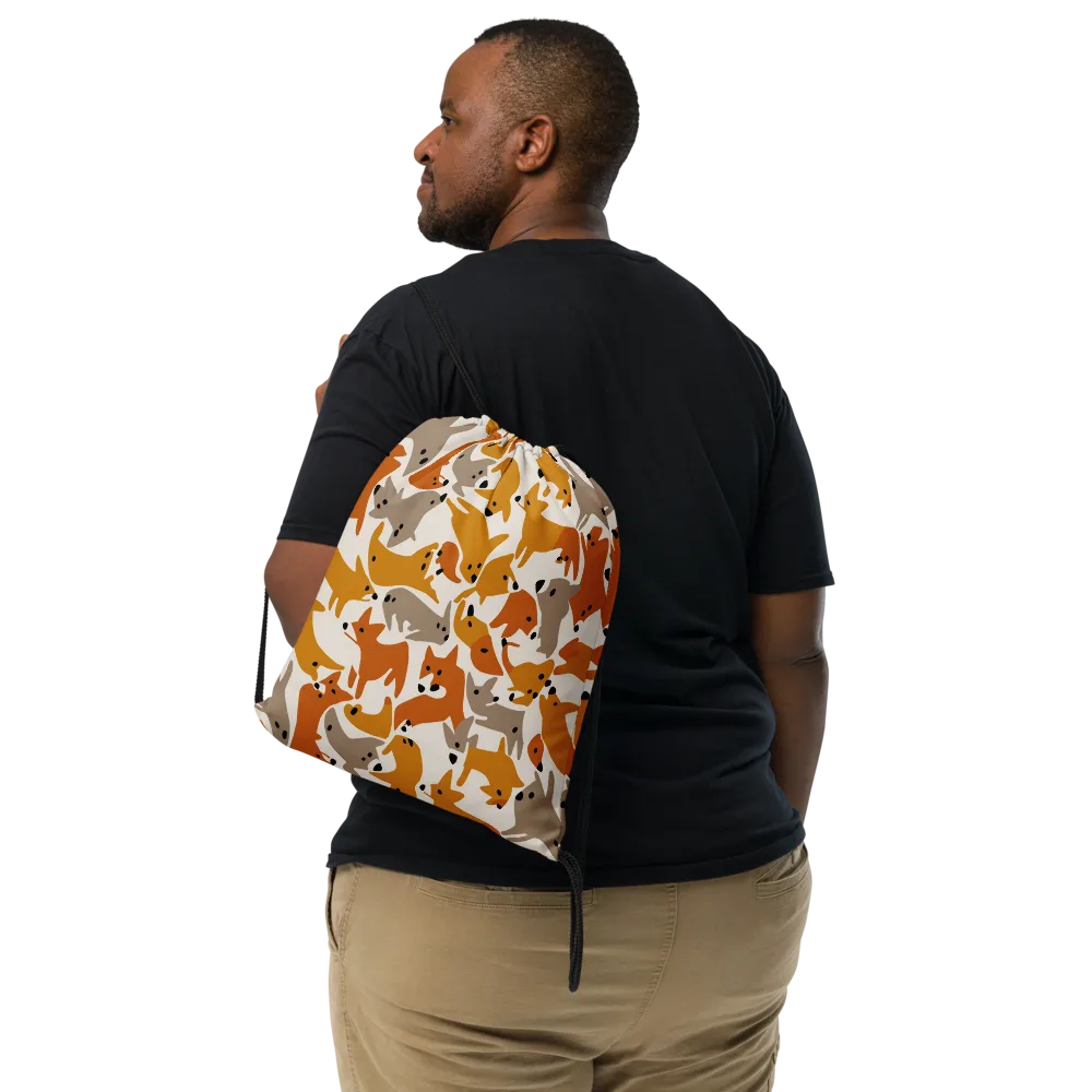 Autumn Fox Club on Drawstring Bag — Front