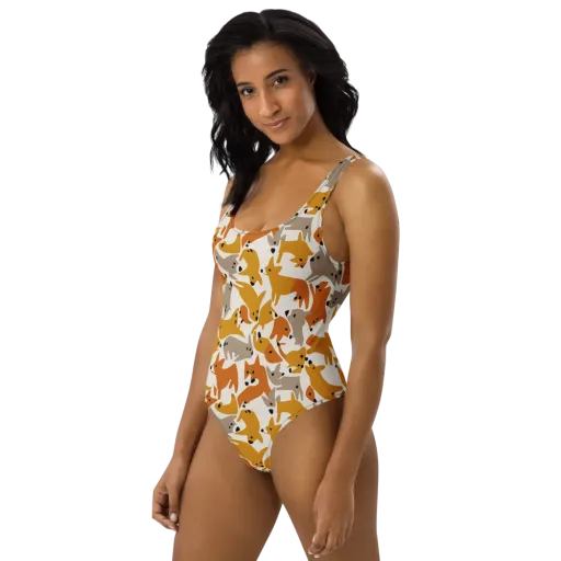Autumn Fox Club on a One-Piece Swimsuit