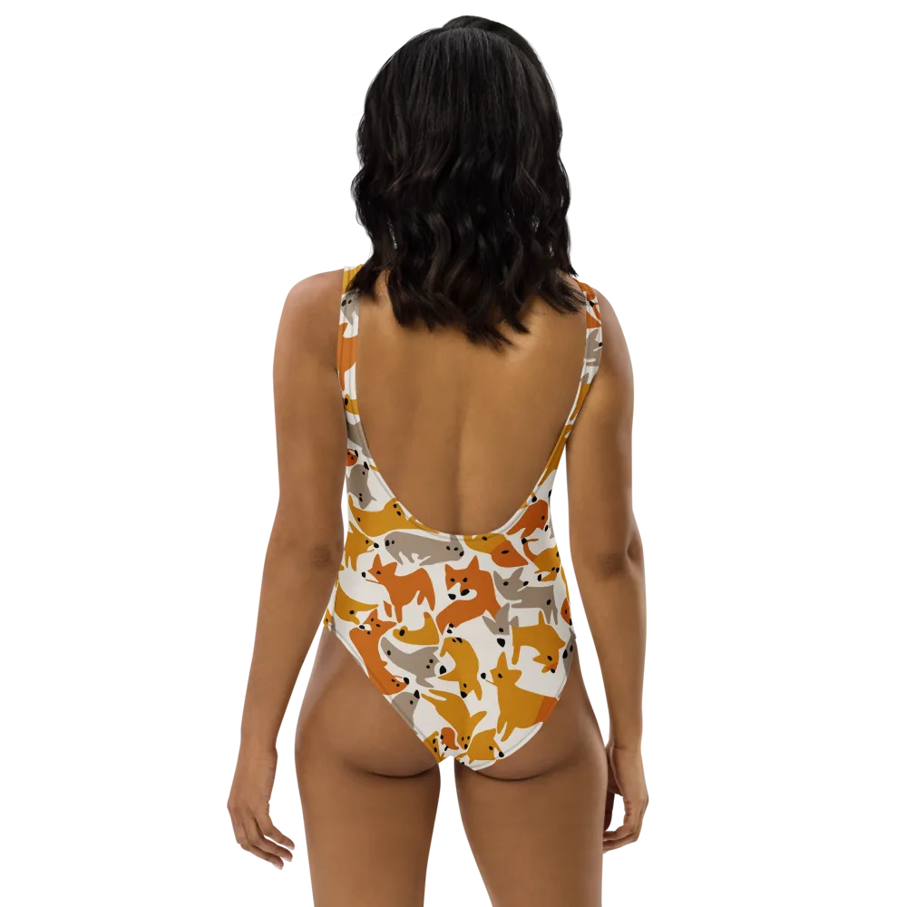 Autumn Fox Club on One-Piece Swimsuit — Back