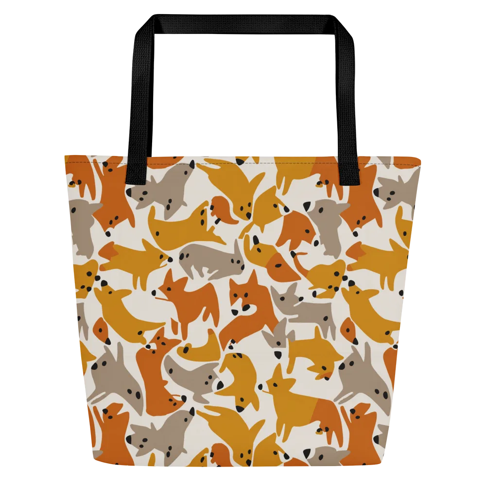 Autumn Fox Club on Large Tote Bag W/ Pocket — Front