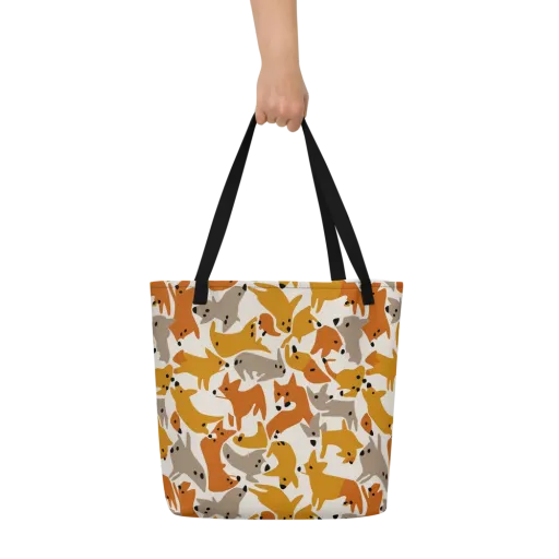 Autumn Fox Club on a Large Tote Bag W/ Pocket