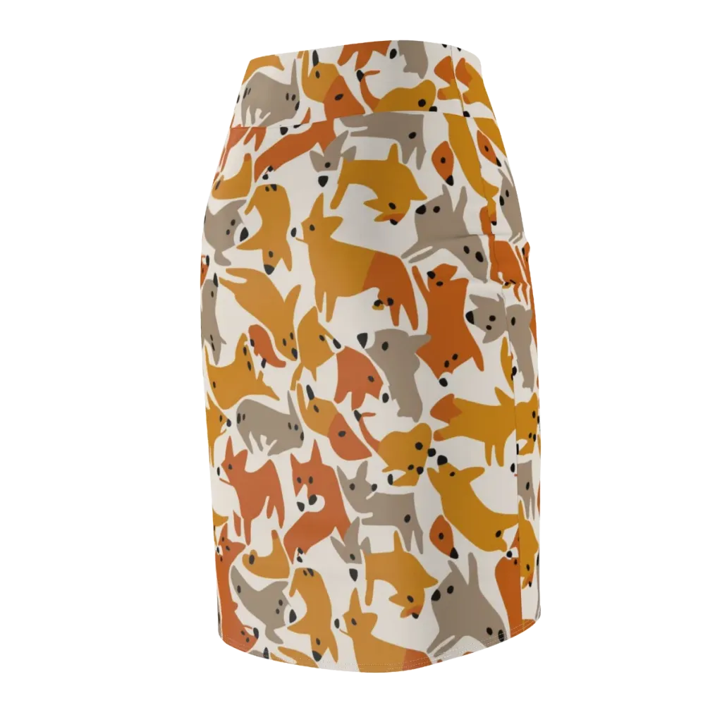 Autumn Fox Club on Pencil Skirt — Back Side