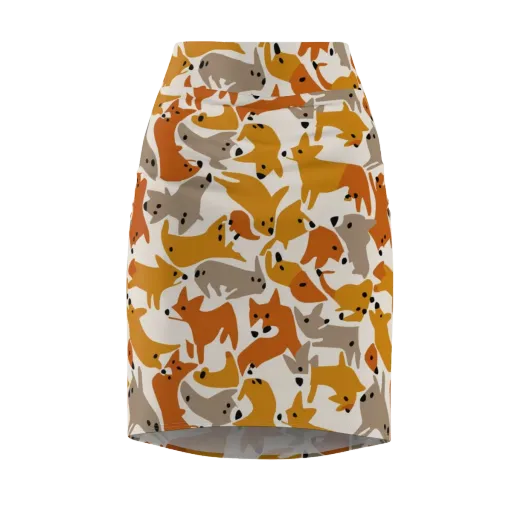 Autumn Fox Club on a Pencil Skirt