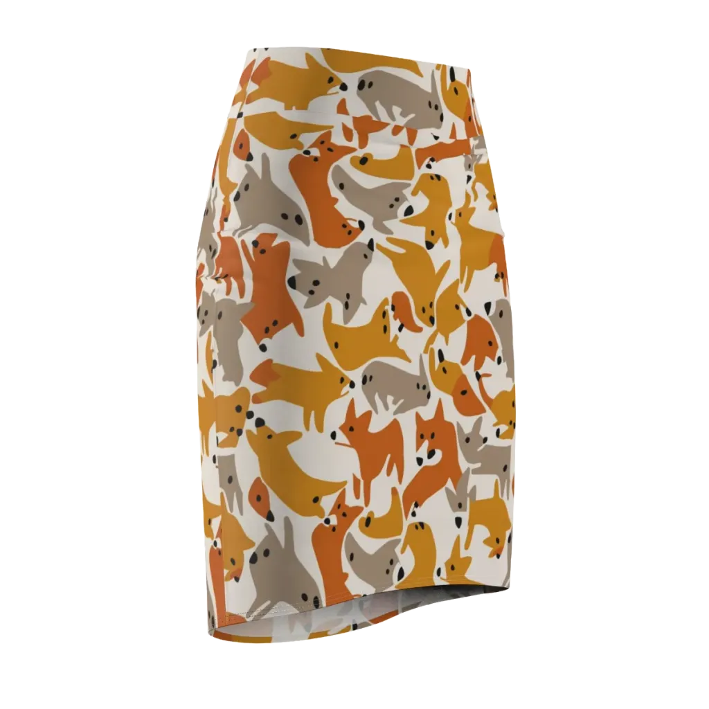 Autumn Fox Club on Pencil Skirt — Front Side