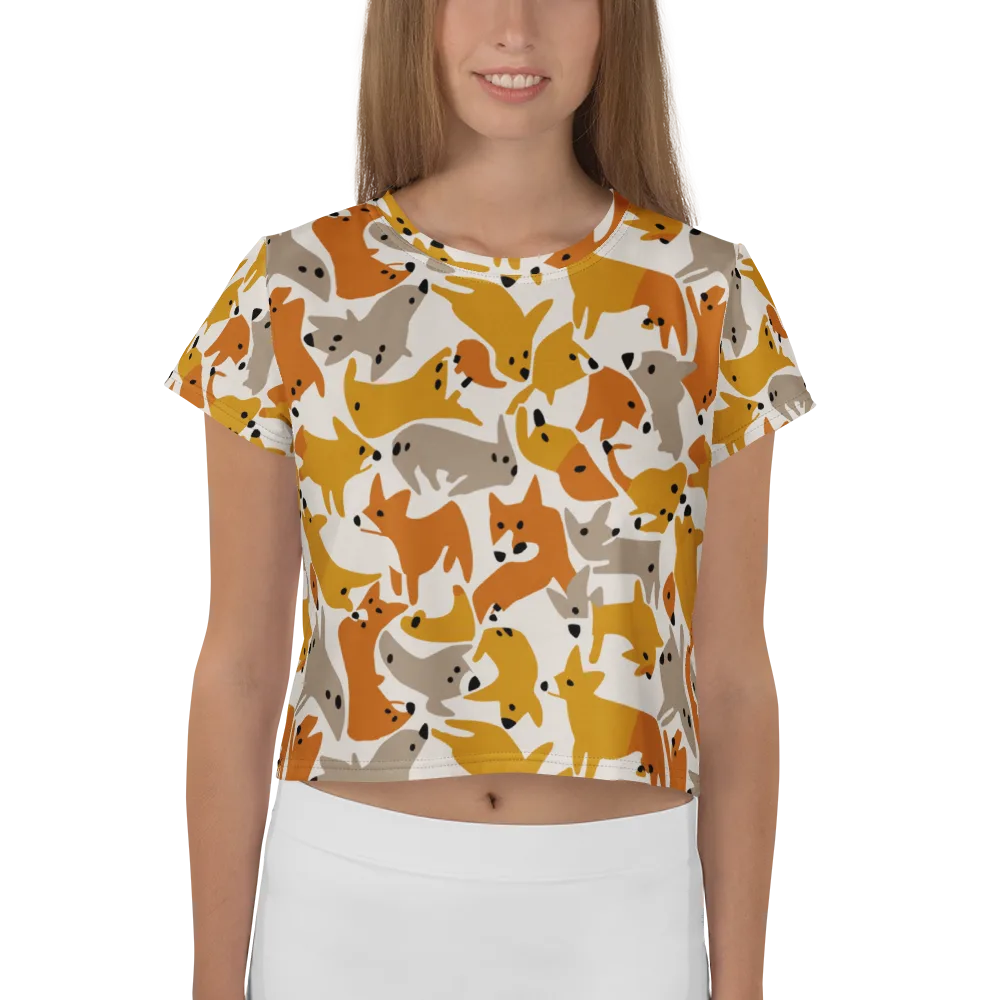 Autumn Fox Club on Crop Tee — Front
