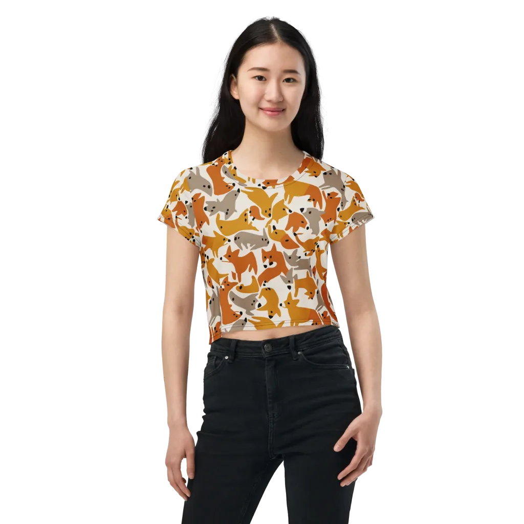 Autumn Fox Club on Crop Tee — Front