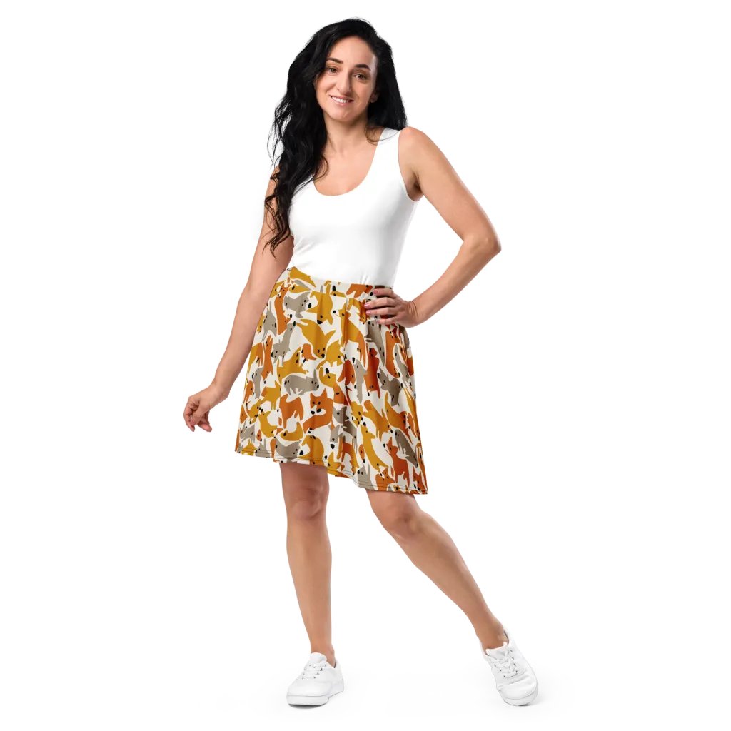 Autumn Fox Club on Skater Skirt — Front