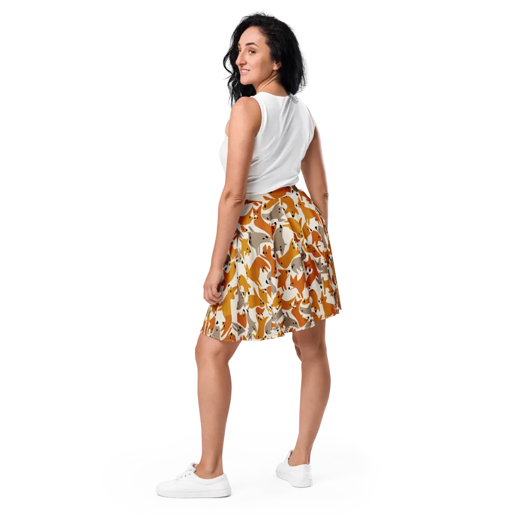 Autumn Fox Club on Skater Skirt — Back