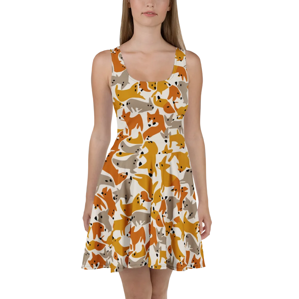 Autumn Fox Club on Skater Dress — Front