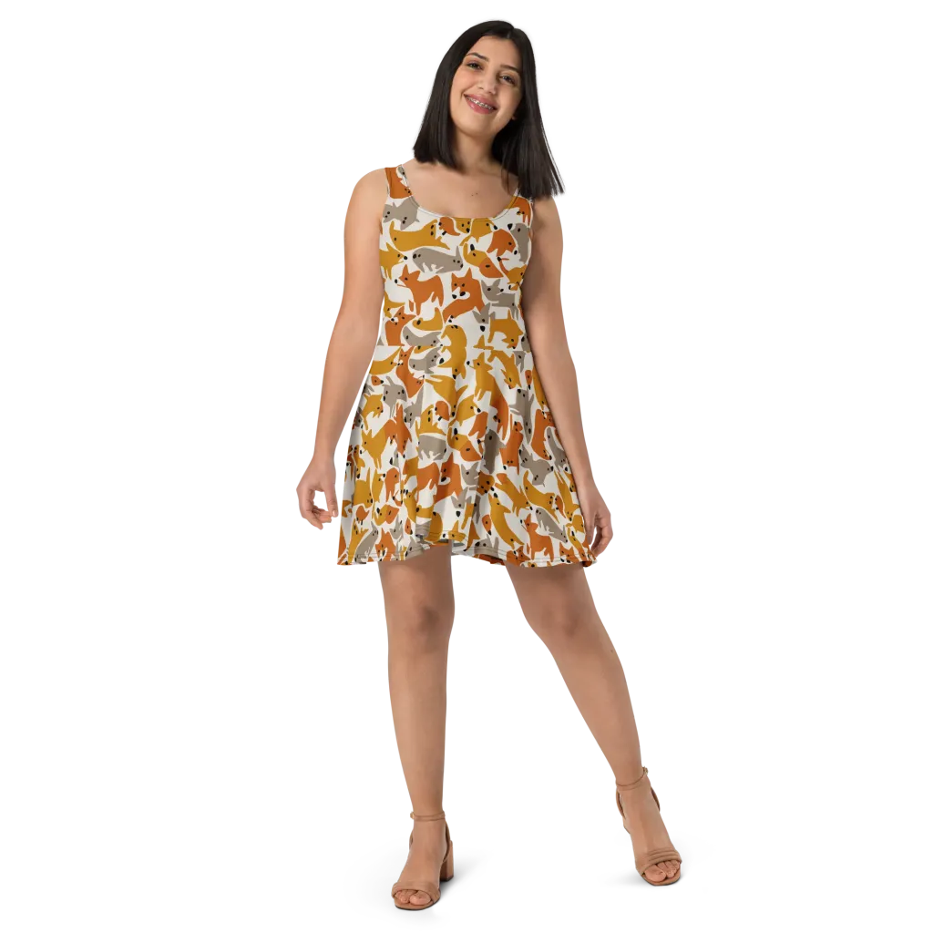 Autumn Fox Club on Skater Dress — Front