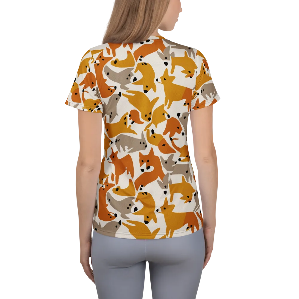 Autumn Fox Club on Women's Athletic T-Shirt — Back