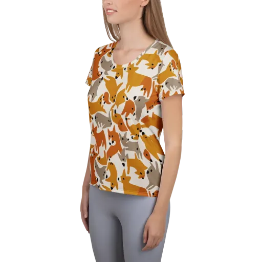 Autumn Fox Club on a Women's Athletic T-Shirt