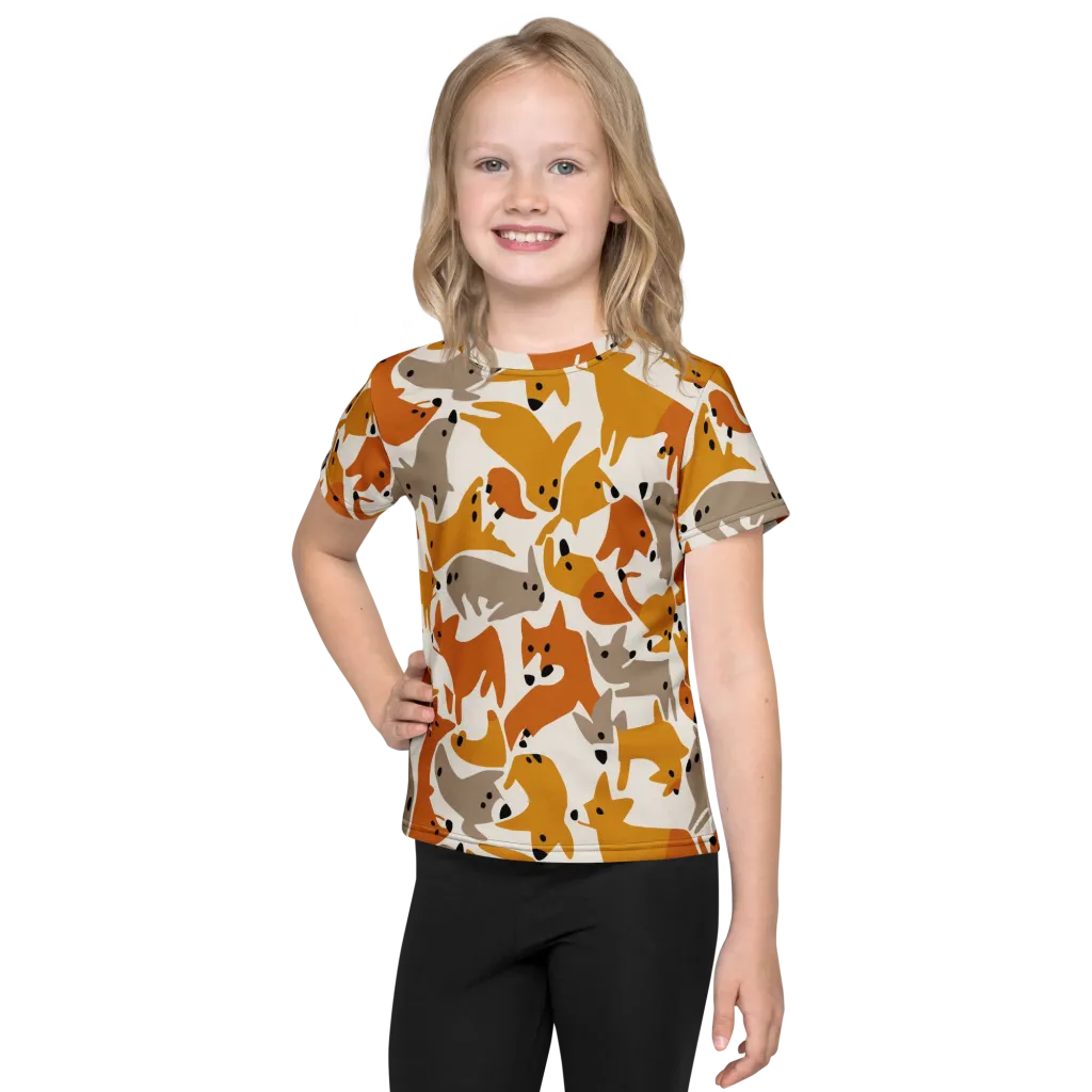 Autumn Fox Club on Kids Crew Neck T-Shirt — Front