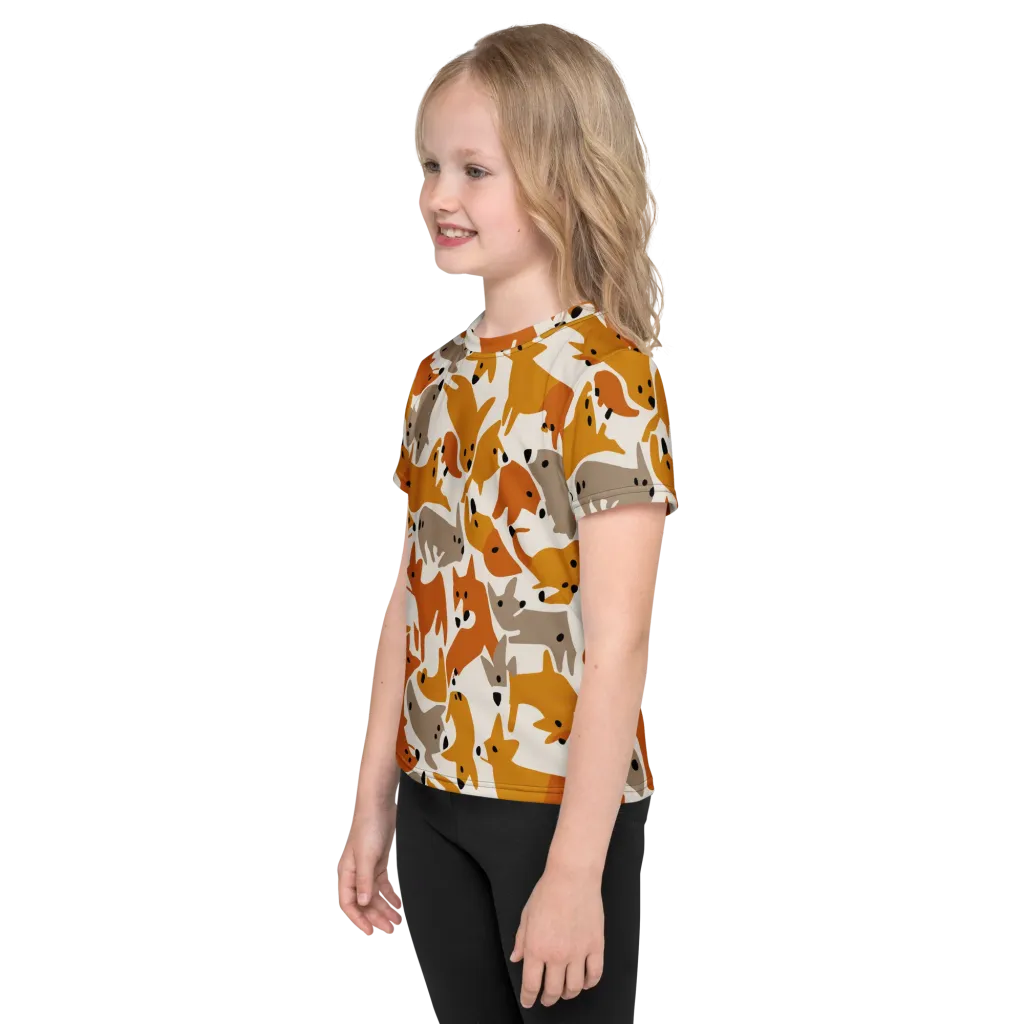 Autumn Fox Club on Kids Crew Neck T-Shirt — Left