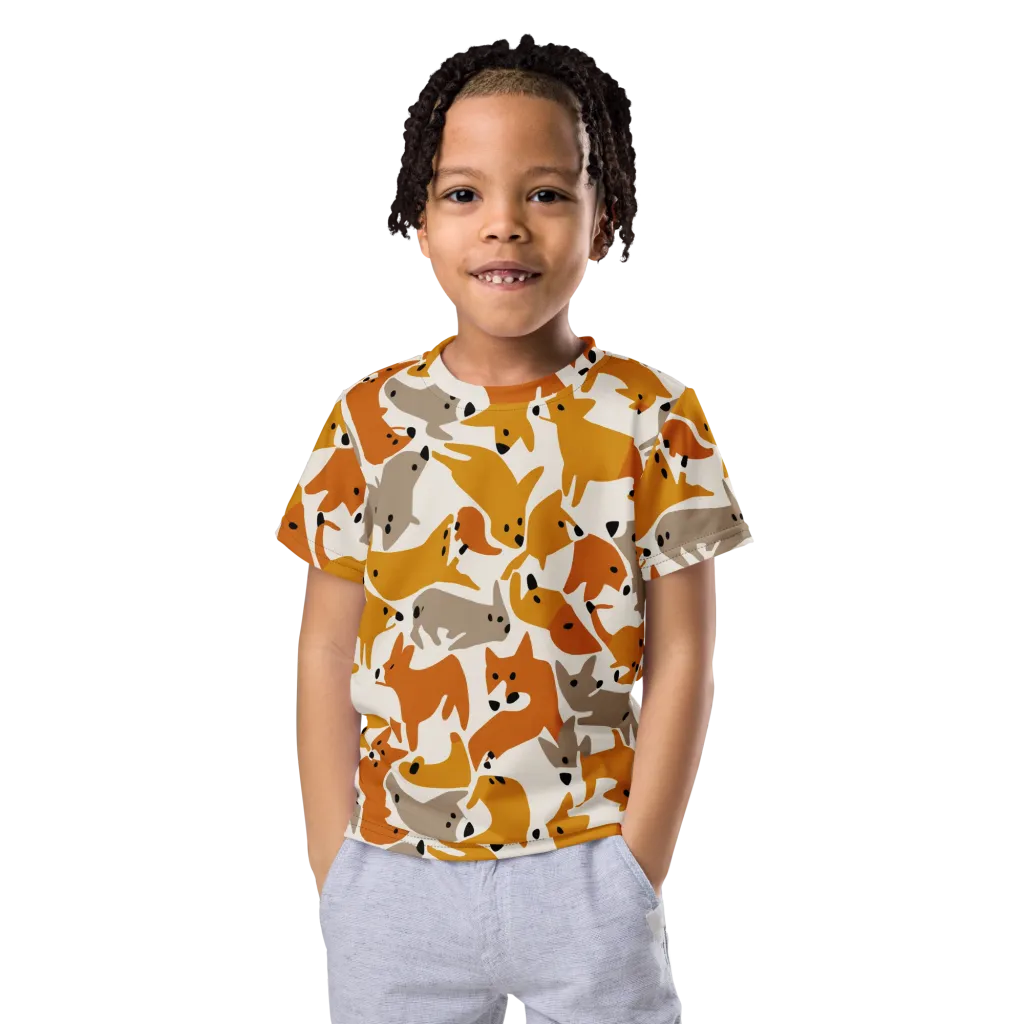 Autumn Fox Club on Kids Crew Neck T-Shirt — Front