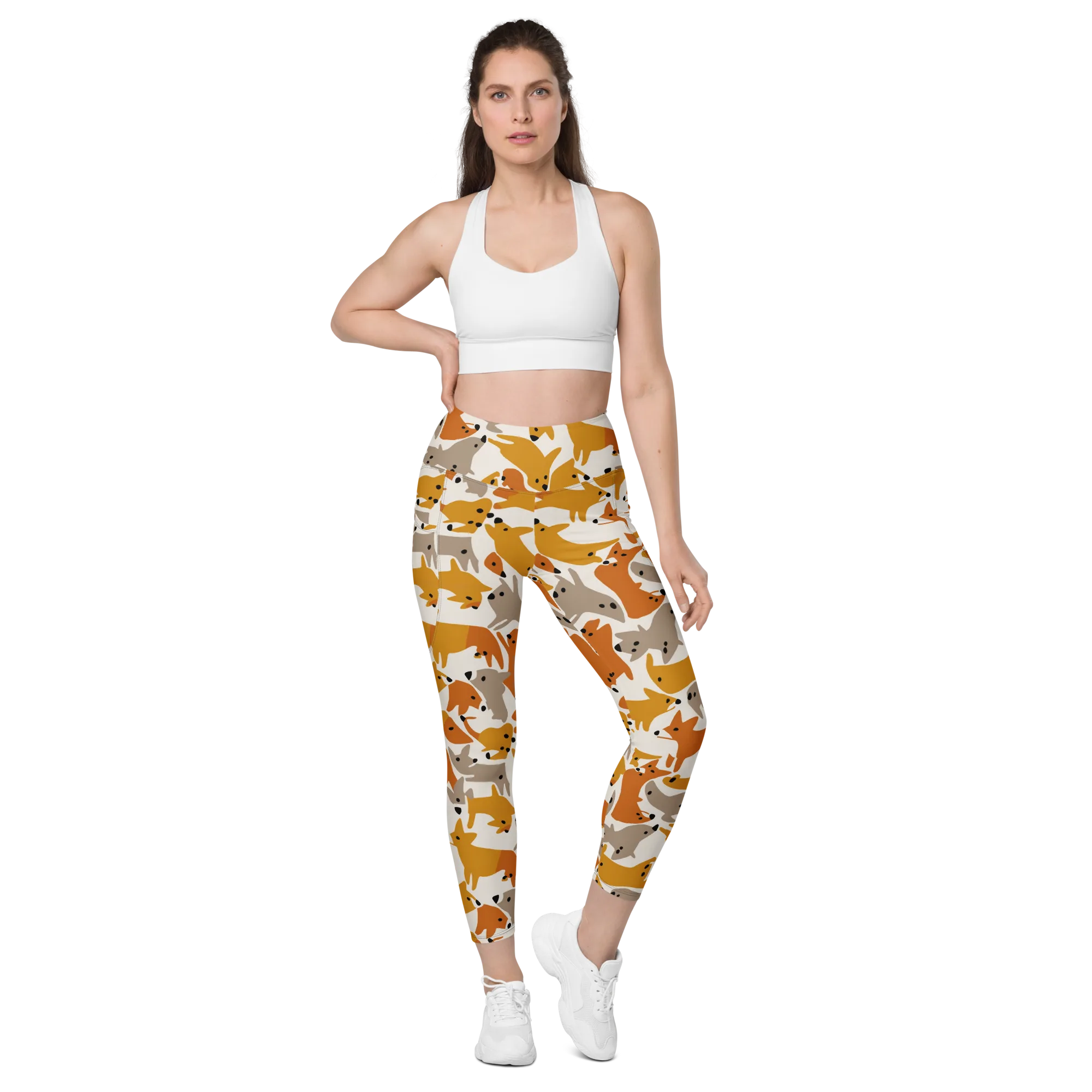 Autumn Fox Club on Leggings with Pockets — Front